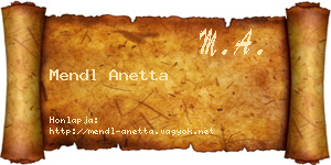 Mendl Anetta névjegykártya